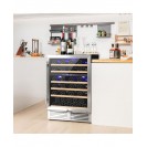 24 Inch Wine Cooler 51 Bottles Dual Zone Wine Refrigerator Built-In Freestanding